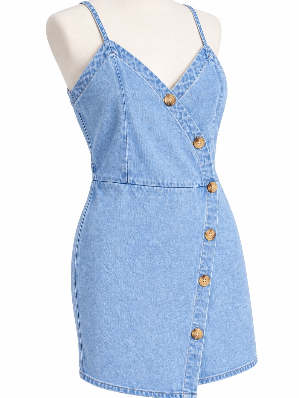 Aeropostale Light Blue Denim Button-Down Romper/Skort
